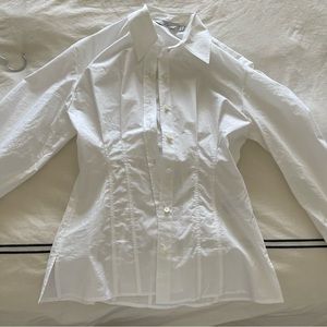 & OTHER STORIES WHITE WAIST CINCHED BUTTON DOWN SHIRT